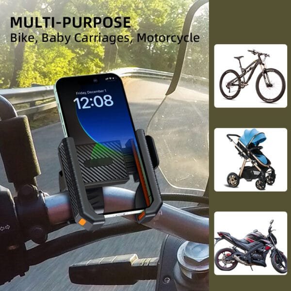 Motorcycle Bike Phone Holder Mount Camera-Friendly Bicycle Phone Holder Handlebar Cell Phone Clamp for iPhone Samsung 4.7''-7'' Smartphones - Image 2