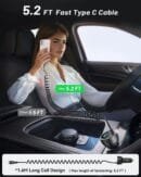 USB C 65W Car Charger Fash Charging Phone Charger Adapter PD35W & QC30W with 5.2ft 30W Type C Coiled Cable