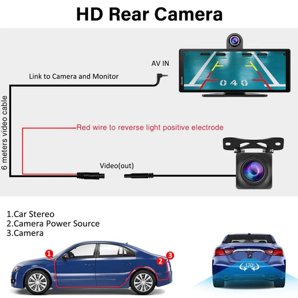 HD Backup Camera,Metal Housing 170 Degree Wide View Angle Rear View Camera for Car,Clear Night Vision IP68 Waterproof Rearview Universal Reverse Cam Kit for Vehicle SUV RV Pickup - Image 5